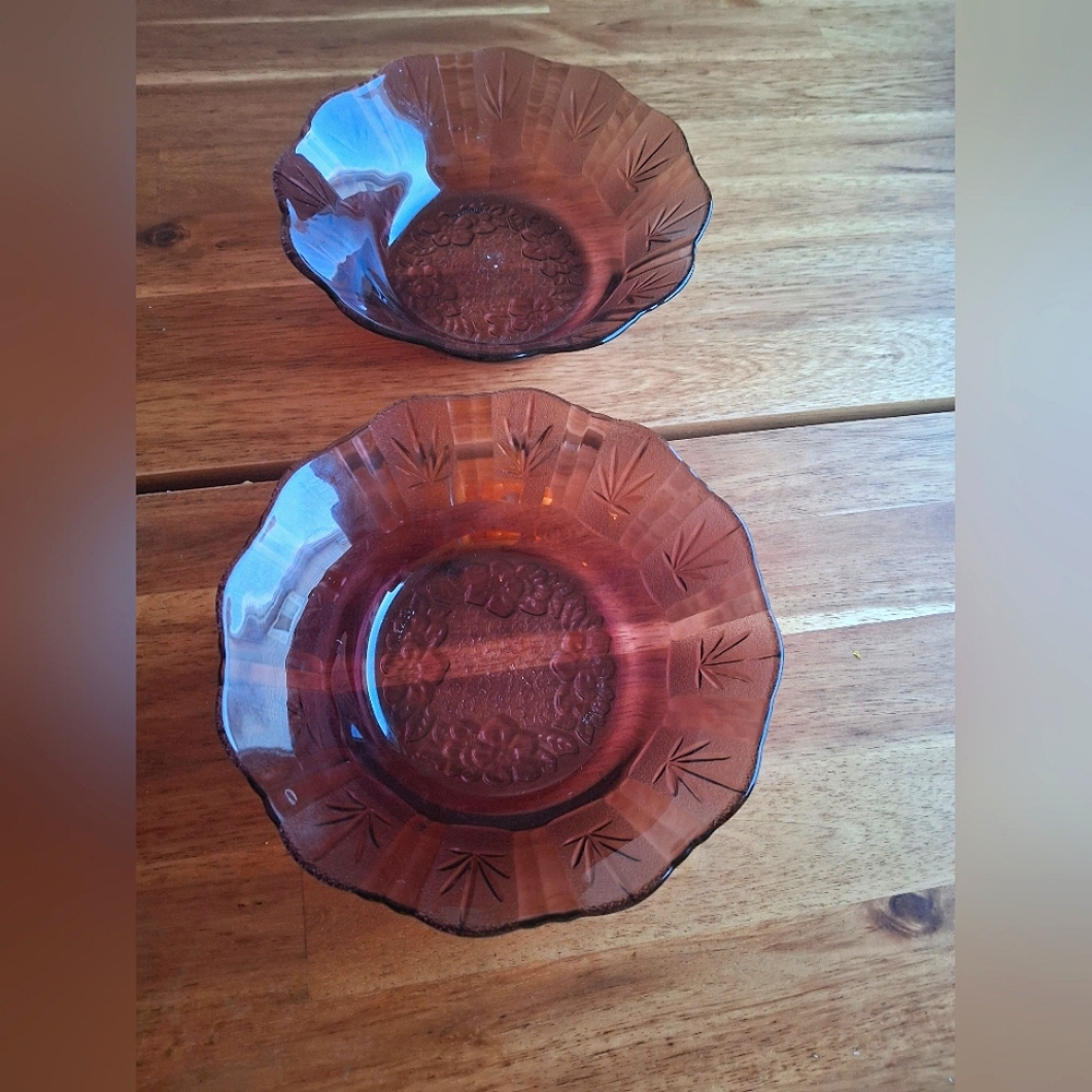 Vintage Amber Glass Bowls (2)